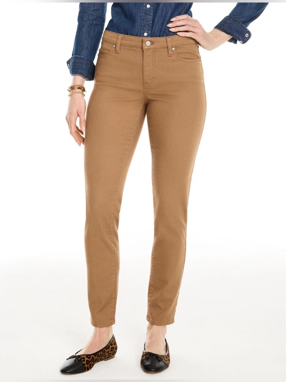 NWT Talbots size 10 brown slim ankle jean mid rise pants neutral fall casual
